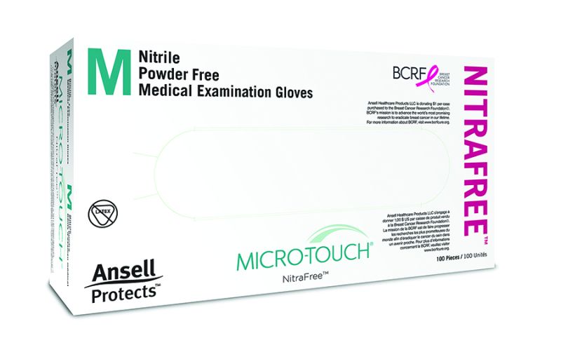 Ansell Gloves Micro-Touch NitraFree Nitrile PF Pink Large 100/Bx