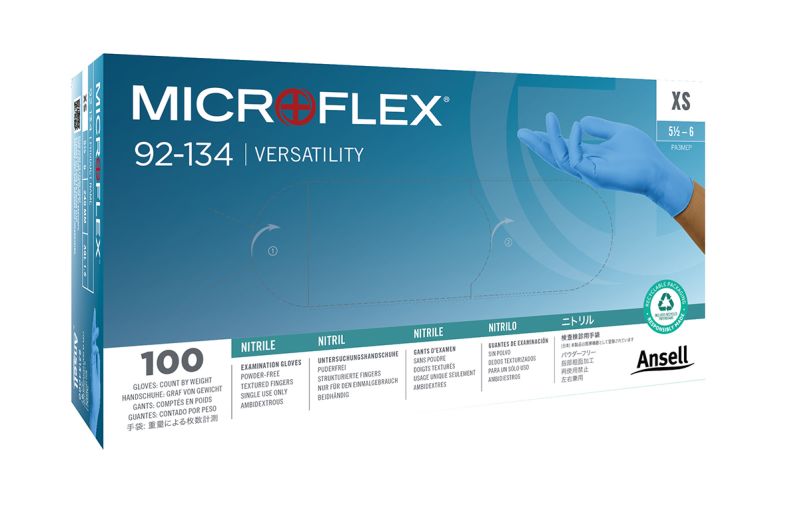 Ansell Gloves Microflex Versatility 92-134 Nitrile PF Small 100/Bx
