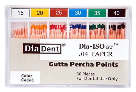 Coni Di Guttaperca DiaDent Per Endodonzia – 120 Pezzi Tutte Le Misure – Taper 0.02
